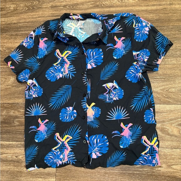 Dutch Bros Hawaiian Short Sleeve Button Front Shirt Women XL - Picture 1 of 4